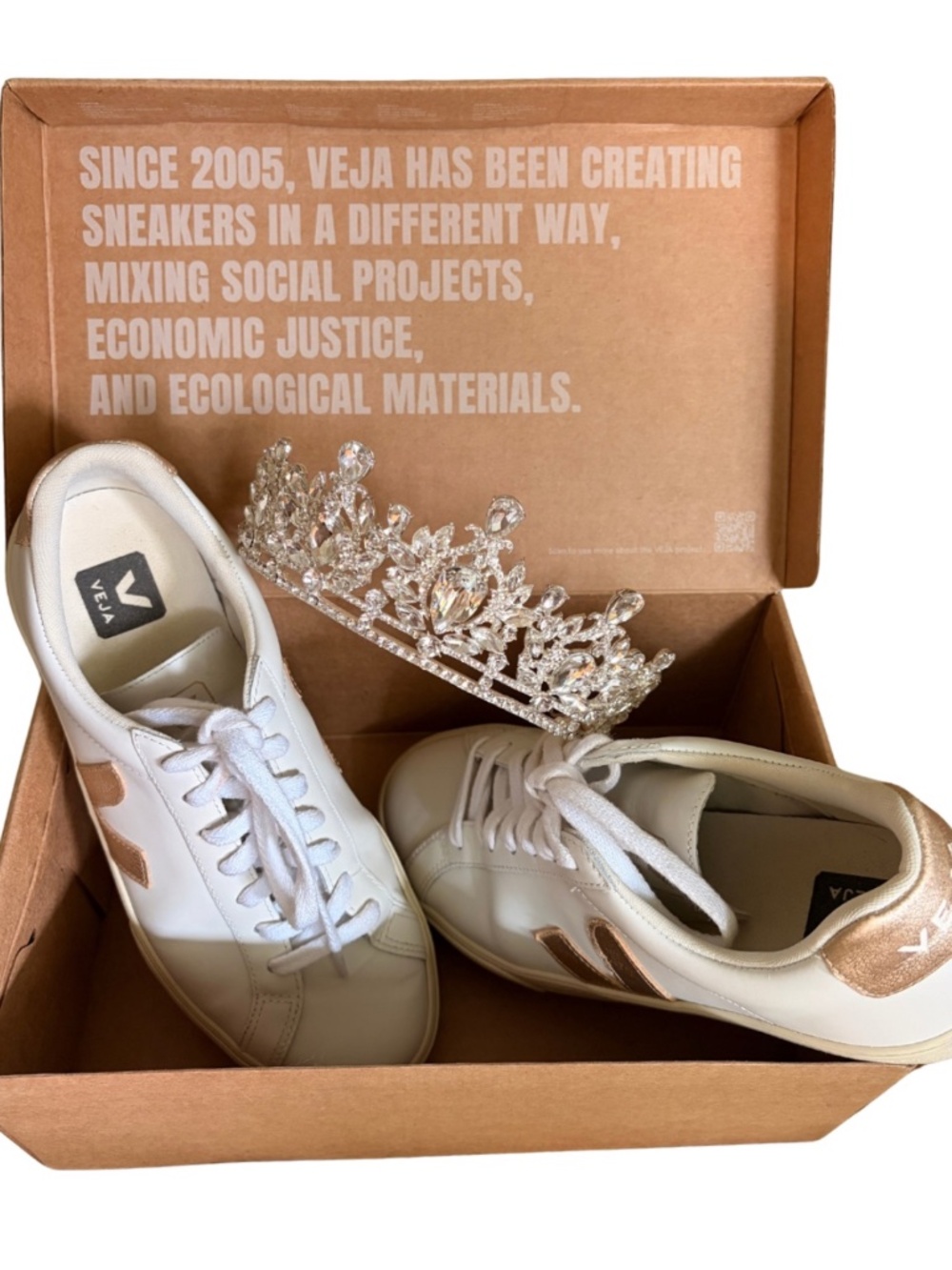 Veja size 8 white and platinum sneakers